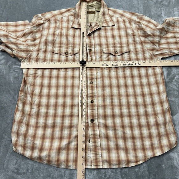 Field & Stream Shirt Mens XL Tan Plaid Short Sleeve Button Outdoor Work Pockets - Picture 3 of 6